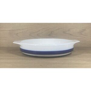 Thomas Flammfest Germany Round Oven Dish Handles White Navy Farmhouse Cottage 8"